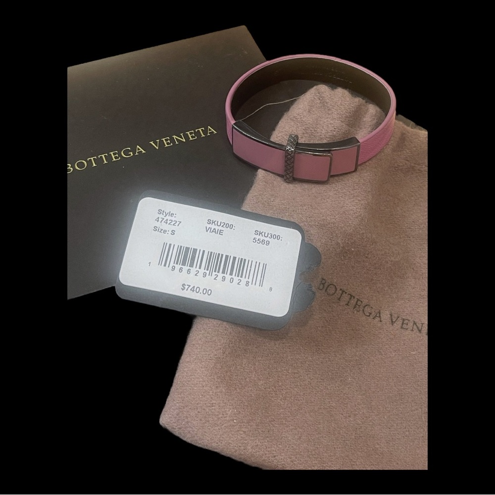 Bottega Veneta Metal Belt Buckle Calf Leather Bangle Bracelet, Full Inclusion